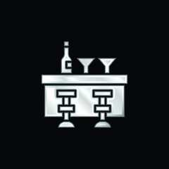 Bar Counter silver plated metallic icon