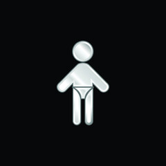 Baby With Diaper silver plated metallic icon