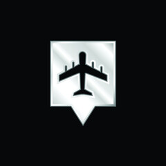 Airport Pin silver plated metallic icon