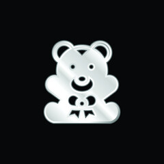 Bear silver plated metallic icon