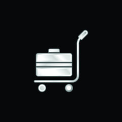 Baggage silver plated metallic icon