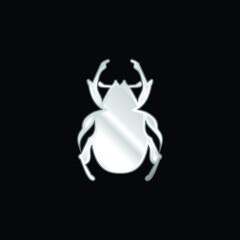 Beetle Shape silver plated metallic icon