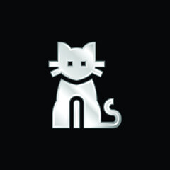 Black Cat silver plated metallic icon