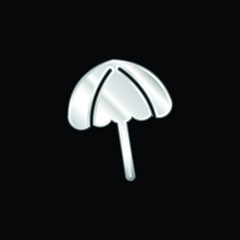Black Beach Umbrella silver plated metallic icon