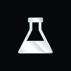 Bottle With Liquid silver plated metallic icon