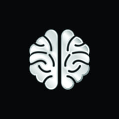 Brain silver plated metallic icon