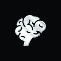 Brain silver plated metallic icon