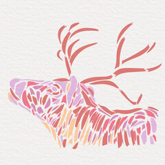 abstract digital illustration with silhouette of a reindeer