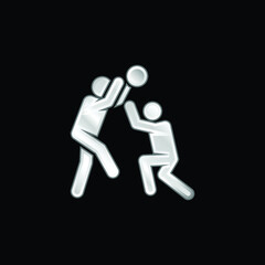 Basketball Player silver plated metallic icon