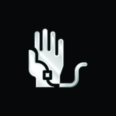 Blood Transfusion silver plated metallic icon