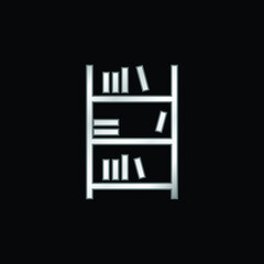 Book Shelf silver plated metallic icon