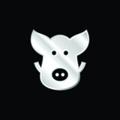 Boar silver plated metallic icon