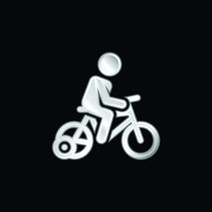 Fototapeta premium Bicycle silver plated metallic icon