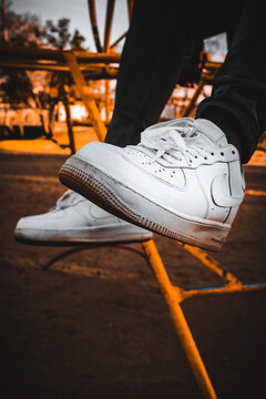 WINDHOEK, NAMIBIA - Oct 17, 2021: White Airforce 1 Shoe