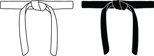 Martial Arts Belt Clipart Set - Outline and Silhouette © ATerra