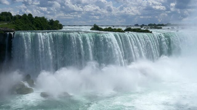 Beautiful landscape of Niagara Falls with crystal clear water on sunny day. Static