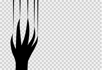 Monster hand scratch on png or transparent background, Halloween party texture,element template for poster,brochures,online sale marketing  advertising,vector illustration
