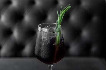 Aperitif is a refreshing cocktail of lemonade made from citrus slices. Soft drink with syrup and soda and ice cubes. Concept - summer thirst