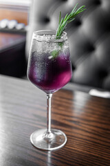 Aperitif is a refreshing cocktail of lemonade made from citrus slices. Soft drink with syrup and soda and ice cubes. Concept - summer thirst
