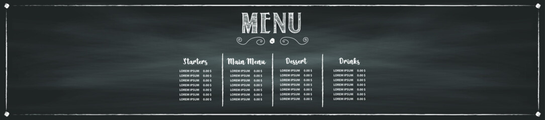 Chalkboard Food Menu. Vector. © Hakan Kaçar