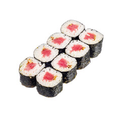 tasty sushi on the white background