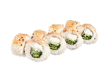 tasty sushi on the white background