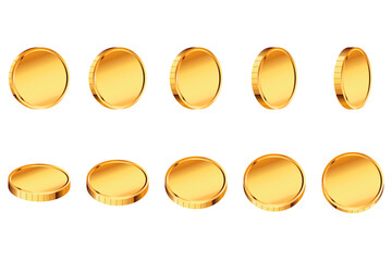 Set of gold coins. Vector illustration.	
