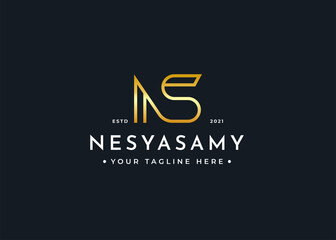 Letter N S luxury logo design template