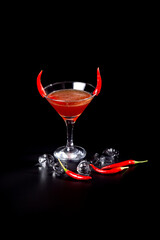 Aperitif is a refreshing cocktail of lemonade made from citrus slices. Soft drink with syrup and soda and ice cubes. Concept - summer thirst