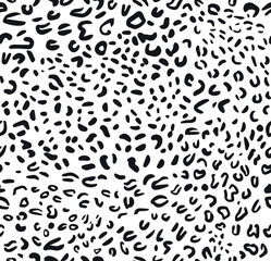 Animal skin abstract leopard seamless pattern design. Black and white seamless camouflage background. Jaguar, leopard, cheetah, panther fur.