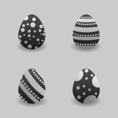 A collection of Easter eggs.Big collection of eggs with different textures.Vector flat illustration