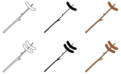 Roasting Hotdogs / Sausages on a Stick Clipart Set - Outline, Silhouette and Color