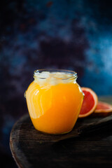 orange juice in a glass jar
