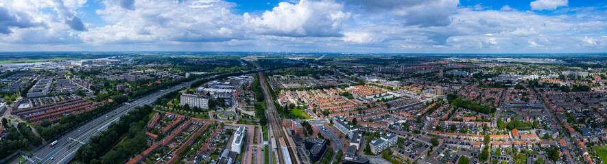 Aerial view of the city Dordrecht in the netherlands on a sunny day in summer