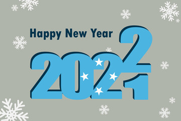 New Year's card 2022. In the photo: an element of the flag of Micronesia, a festive inscription and snowflakes. It can be used as a promotional poster, postcard, flyer, invitation or website.