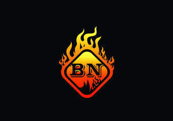 Fire BN Letter Logo And Icon Design Template