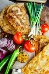 cheburek pie with vegetable