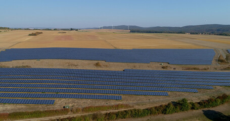 Fototapeta na wymiar Solar Power Panel Cell Plant, Germany Aerial