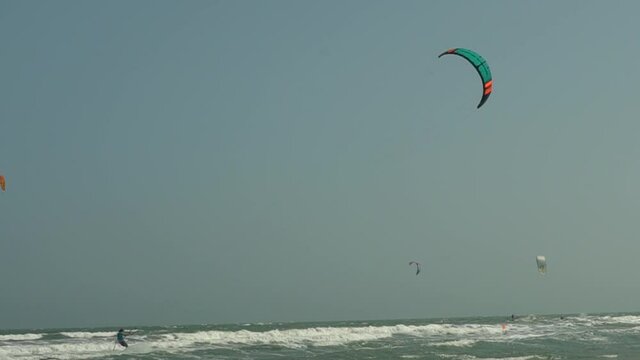 kite surfing in the sea