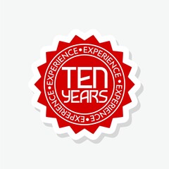 Ten years experience sticker icon