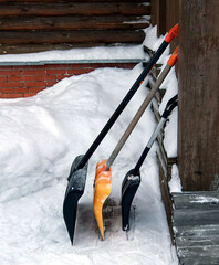 3 shovels for snow removal large, medium and small for the general work of the whole family