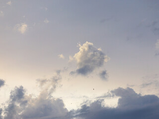 The evening sky, the light of the sun is covered by rain clouds, the calm state of nature, the rain...