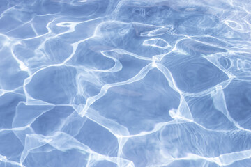Top view of the bottom of the blue pool, water caustics. Water surface texture
