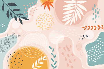 Design banner frame flower Spring background with beautiful. flower background for design. Colorful background with tropical plants. Place for your text.	
