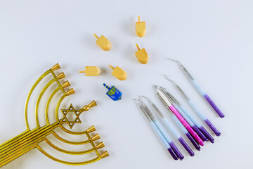 Candlestick with candles chanukiah for hanukkah