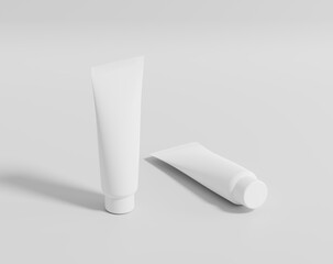 Blank white cosmetic tube, mock up tube packaging of cream
