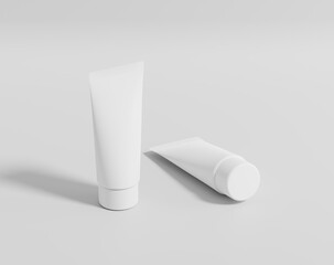 Blank white cosmetic tube, mock up tube packaging of cream