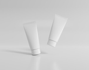Blank white cosmetic tube, mock up tube packaging of cream