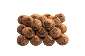Chocolate truffles isolated on a white background.