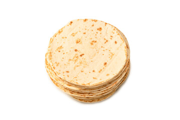 Grilled pitta bread isolated on white background.